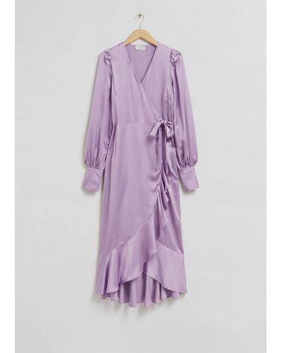 & Other Stories Ruffled Wrap Dress - Purple