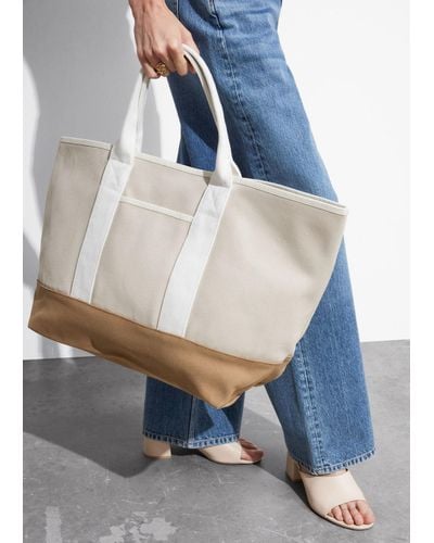 & Other Stories Large Canvas Tote - Blue