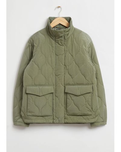 & Other Stories Relaxed Wave Quilted Jacket - Green