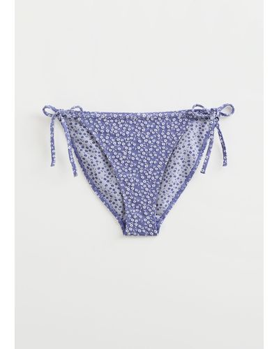 & Other Stories Floral Jacquard Bikini Bottoms - Blue