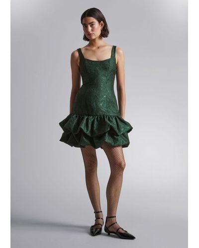 & Other Stories Sleeveless Bubble Mini Dress - Green