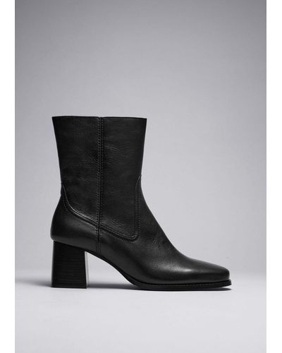 & Other Stories Classic Leather Ankle Boots - Black