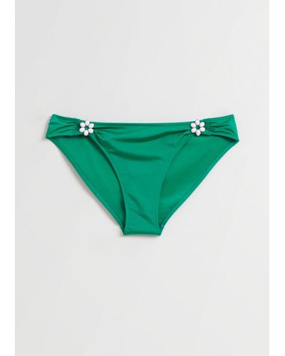 & Other Stories Flower Adorned Bikini Bottoms - Green