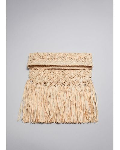 & Other Stories Fringed Straw Clutch - Natural