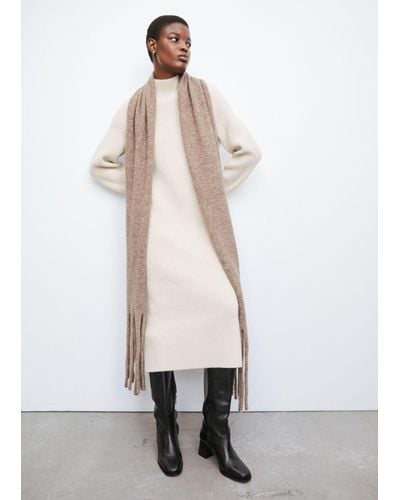 & Other Stories Oversized Wool-blend Scarf - White
