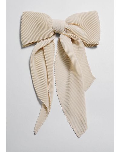 & Other Stories Pleated Bow Hair Clip - Natural