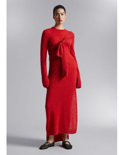 & Other Stories Knitted Maxi Dress - Red