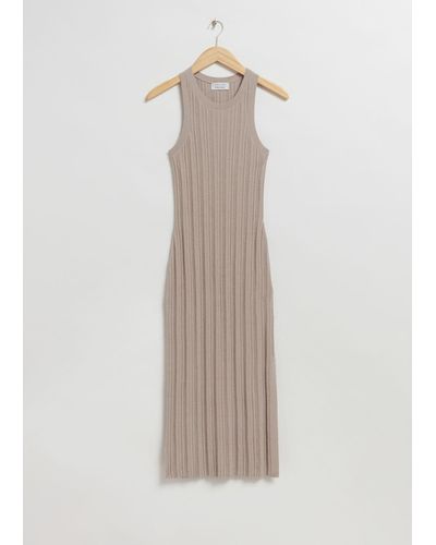 & Other Stories Fitted Midi Tank Dress - White