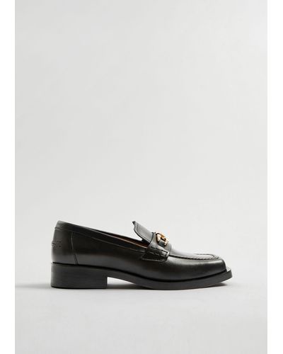 & Other Stories Squared Toe Leather Loafers - White