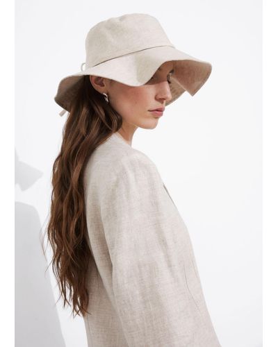 & Other Stories Linen Bow Bucket Hat - White