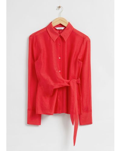 & Other Stories Slim-fit Wrap Tie Shirt - Red