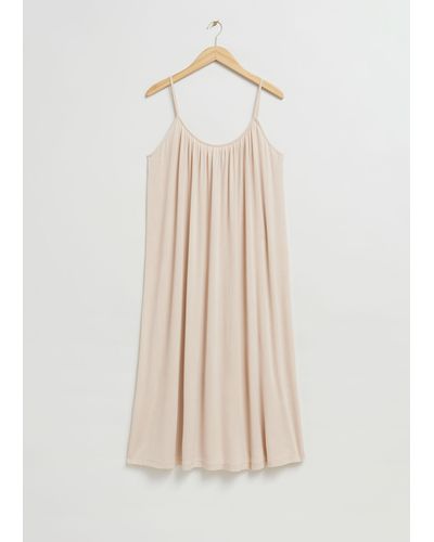 & Other Stories Gathered Detail Strappy Dress - Natural