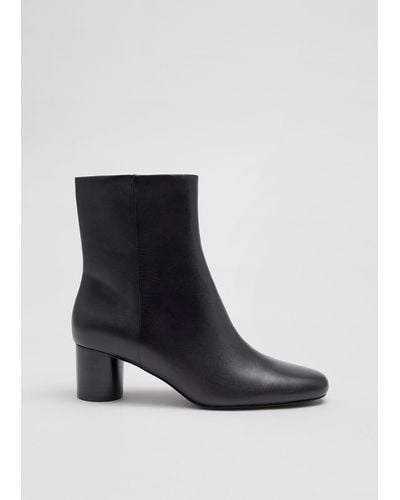 & Other Stories Leather Ankle Boots - Black