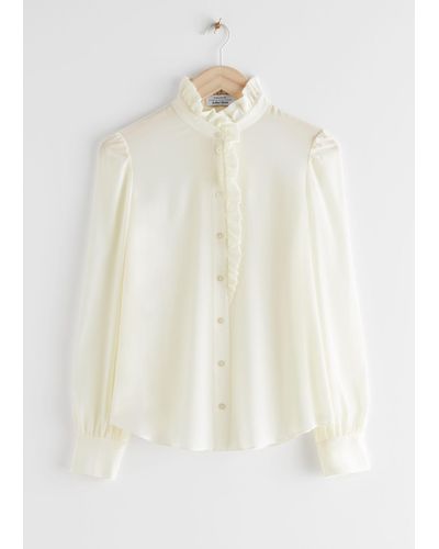 & Other Stories Ruffled Mulberry Silk Blouse - White