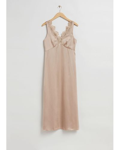 & Other Stories Lace-trimmed Slip Dress - Brown