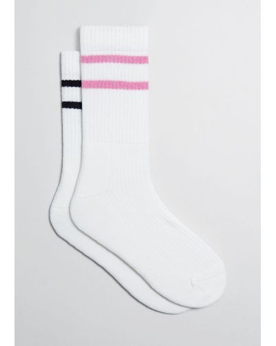 & Other Stories 2-pack Striped Socks - White
