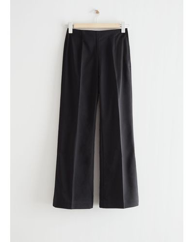 & Other Stories Flared High Waist Trousers - Black