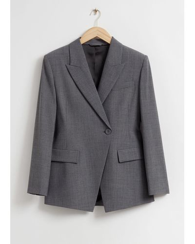& Other Stories Double-breasted Ayssemetric Blazer - Grey