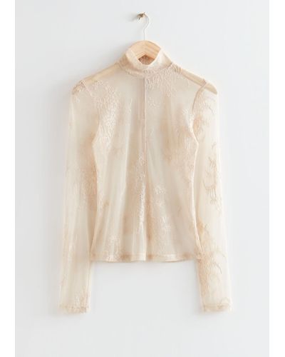 & Other Stories Sheer Lace Top - White