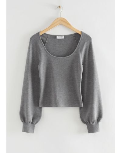 & Other Stories Slim-fit Soft Knit Top - Gray