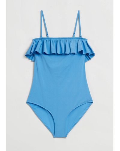& Other Stories Frill Bandeau Swimsuit - Blue