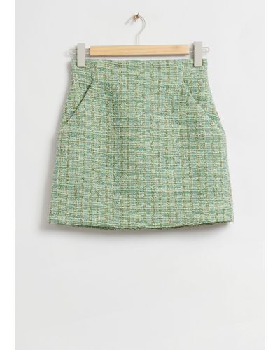 & Other Stories Tweed Mini Skirt - Green