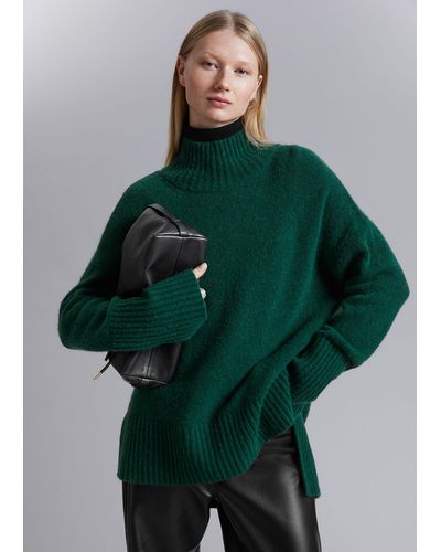 & Other Stories Mock-neck Knit Sweater - Green