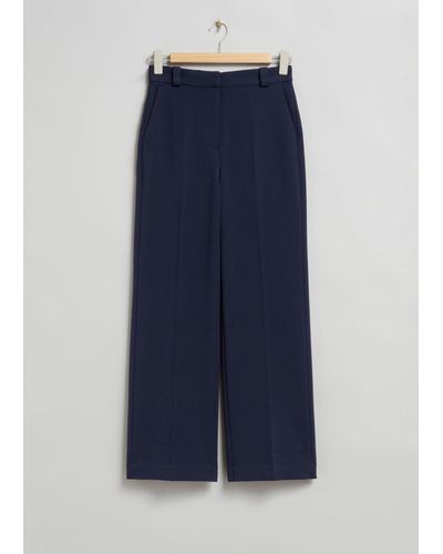 & Other Stories Wide Press Crease Pants - Blue