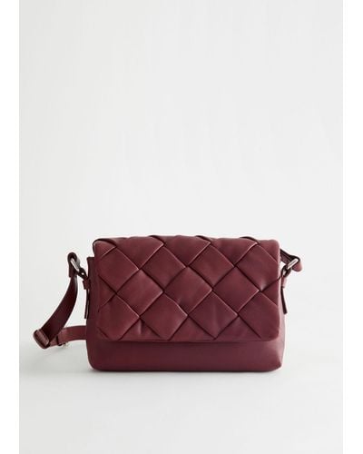 & Other Stories Braided Leather Crossbody Bag - Red