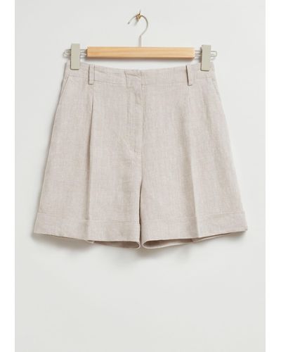& Other Stories Tailored Wide-leg Linen Shorts - White