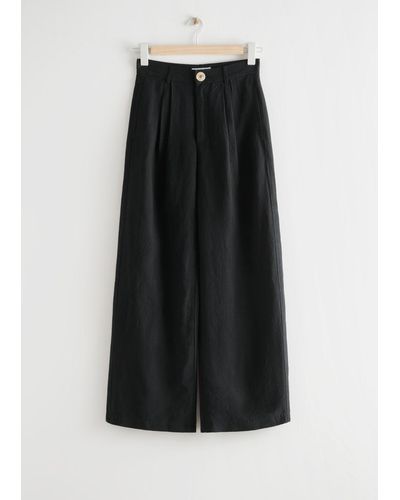 & Other Stories High-waist Linen Pants - Black