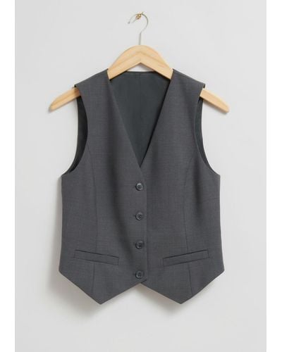 & Other Stories Single-breasted Waistcoat - Gray