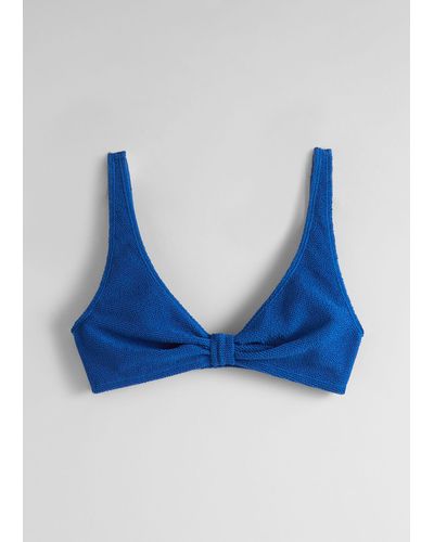 & Other Stories Textured Triangle Bikini Top - Blue