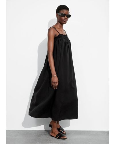& Other Stories Floaty Strappy Midi Dress - Black