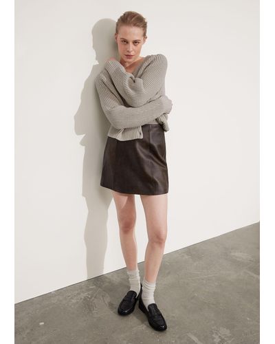& Other Stories High-waist Leather Mini Skirt - Black