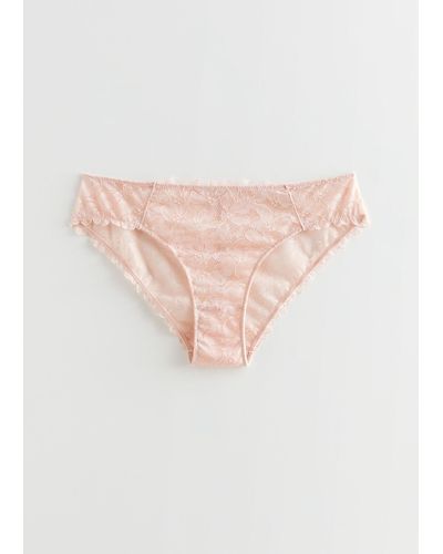 & Other Stories Floral Lace Mini Briefs - Pink