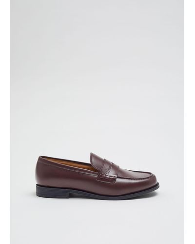 & Other Stories Leather Penny Loafers - White