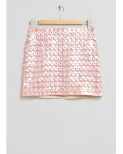 & Other Stories High Waist Sequin Skirt - Pink