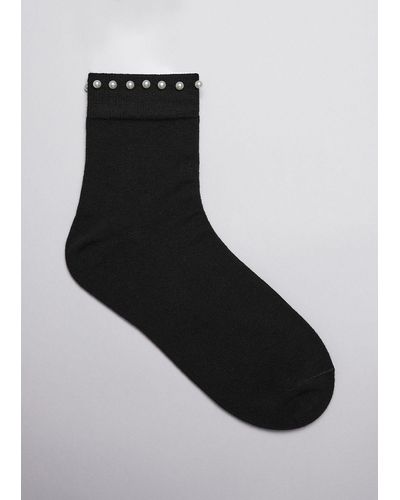 & Other Stories Pearl-embellished Socks - Black