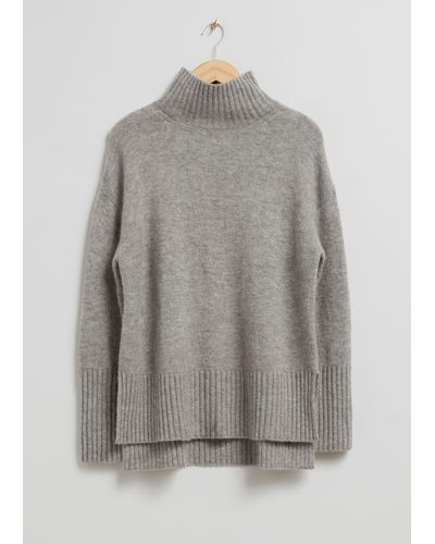 & Other Stories Mock Neck Knit Sweater - Grey