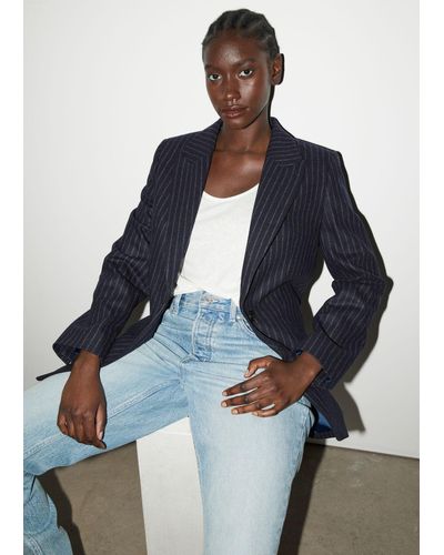 Other Stories Oversized Pinstripe Blazer in Gray Lyst