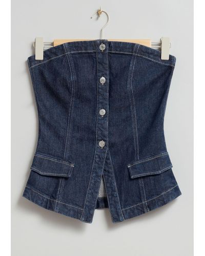 & Other Stories Denim Tube Top - Blue