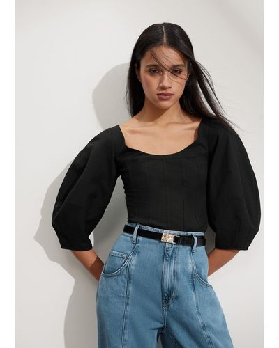 & Other Stories Cropped Corset Blouse - Blue