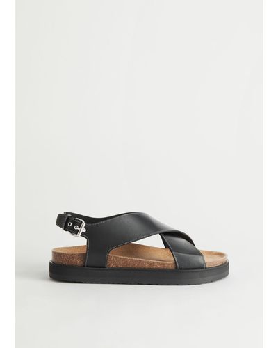 & Other Stories Criss-cross Leather Sandals - Black