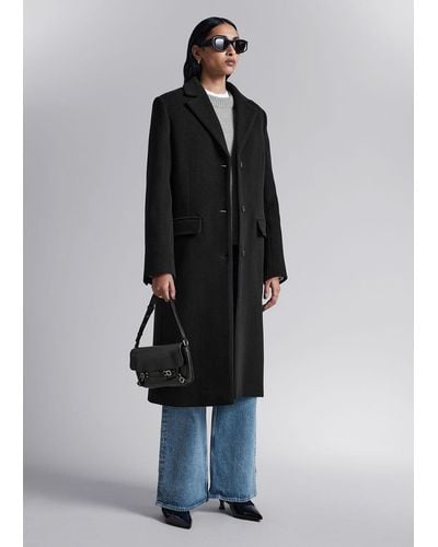 & Other Stories Single-breasted Wool Coat - Black