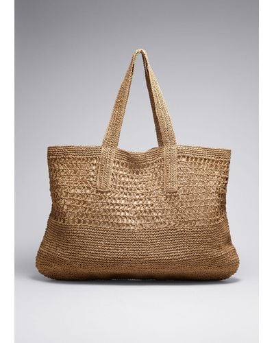 & Other Stories Large Crochet-straw Tote - Brown