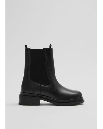 & Other Stories Chelsea Leather Boots - Black