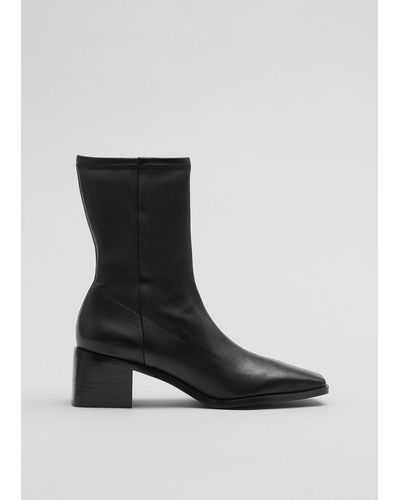 & Other Stories Leather Sock Boots - Black