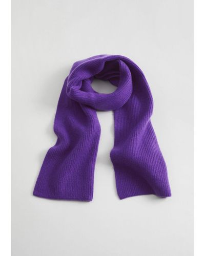 & Other Stories Cashmere Knit Scarf - Purple