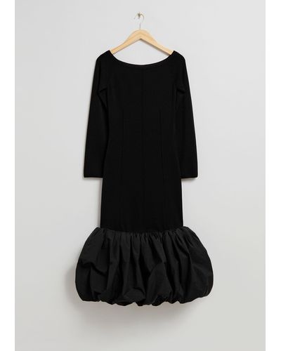 & Other Stories Off-shoulder Balloon Midi Dress - Black